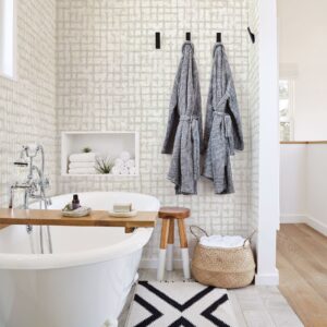 Shea Gold Distressed Geometric Wallpaper- Scott Living