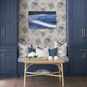 Darlana Blue Grasscloth Wallpaper- Scott Living
