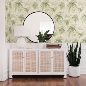 Darlana Green Grasscloth Wallpaper- Scott Living