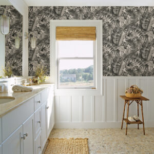 Alfresco Grey Tropical Palm Wallpaper