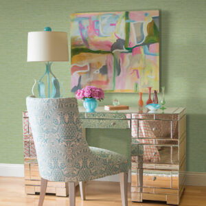Agave Green Imitation Grasscloth Wallpaper