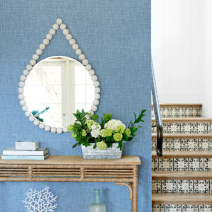 Jocelyn Blue Faux Fabric Wallpaper