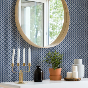 Lisbeth Navy Geometric Lattice Wallpaper