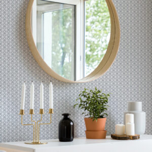 Lisbeth Grey Geometric Lattice Wallpaper