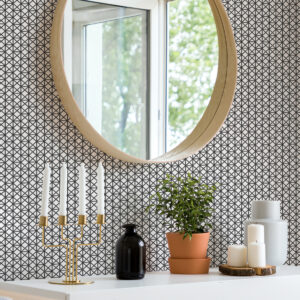 Lisbeth Black Geometric Lattice Wallpaper