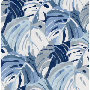 0045489 samara blue monstera leaf wallpaper