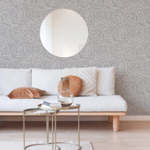 Periwinkle Grey Textured Floral Wallpaper