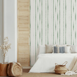 Orleans Green Shibori Faux Linen Wallpaper