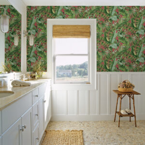 Alfresco Coral Tropical Palm Wallpaper