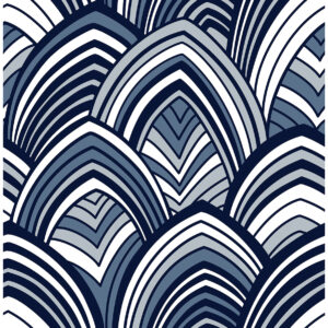0045589 cabarita indigo art deco flocked leaves wallpaper