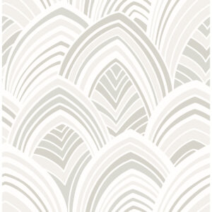 0045593 cabarita white art deco flocked leaves wallpaper