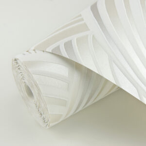 Cabarita White Art Deco Flocked Leaves Wallpaper