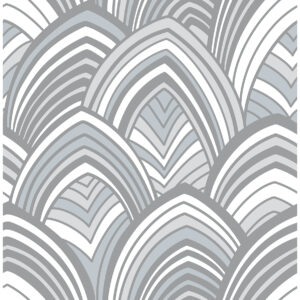 0045597 cabarita grey art deco flocked leaves wallpaper