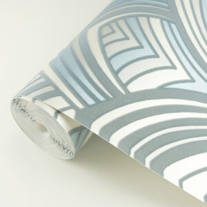 Cabarita Grey Art Deco Flocked Leaves Wallpaper