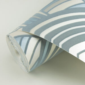 Cabarita Grey Art Deco Flocked Leaves Wallpaper
