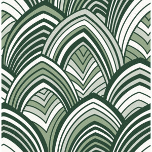 0045601 cabarita green art deco flocked leaves wallpaper