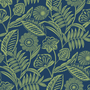 0045605 alma blue tropical floral wallpaper