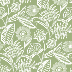 0045611 alma green tropical floral wallpaper