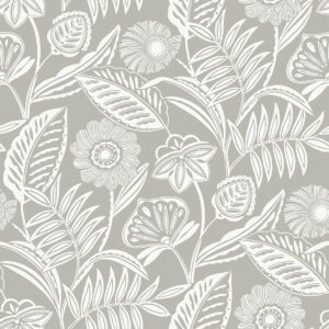 0045613 alma light grey tropical floral wallpaper