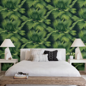 Summer Palm Dark Green Tropical Wallpaper