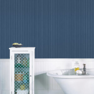 Sebasco Denim Vertical Pinstripe Wallpaper