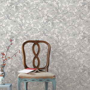 Beaufort Light Grey Peony Chinoiserie Wallpaper