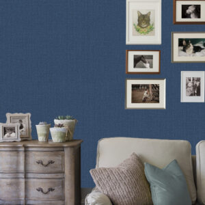 Marblehead Cobalt Crosshatched Grasscloth Wallpaper
