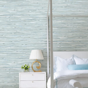 Bellport Sky Blue Wooden Slat Wallpaper