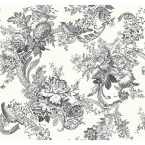 0051089 carmel black baroque florals wallpaper