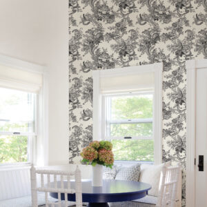 Carmel Black Baroque Florals Wallpaper