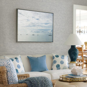 Tiverton Grey Faux Grasscloth Wallpaper