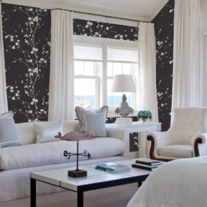 Monterey Black Floral Branch Wallpaper