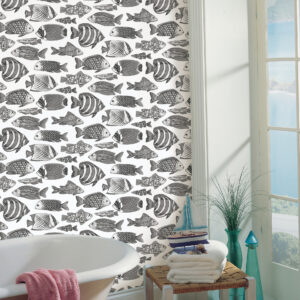 Wailea Black Tropical School Wallpaper