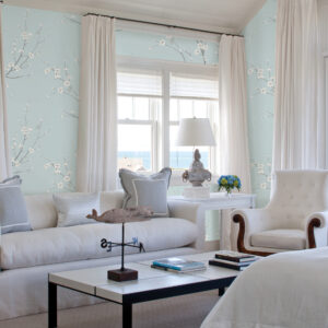 Monterey Sky Blue Floral Branch Wallpaper