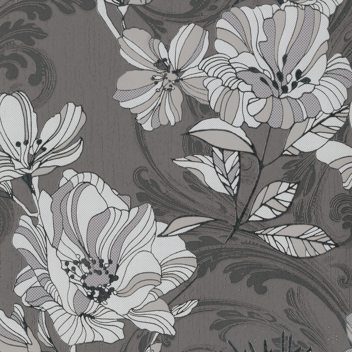 Selene Silver Mucha Floral Wallpaper - Image 2