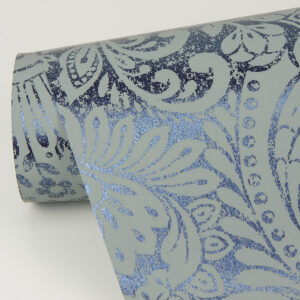 Artemis Sapphire Floral Damask Wallpaper
