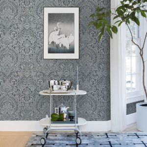 Artemis Sapphire Floral Damask Wallpaper