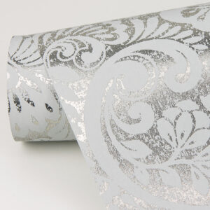Artemis Silver Floral Damask Wallpaper