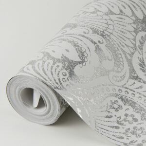 Artemis Platinum Floral Damask Wallpaper