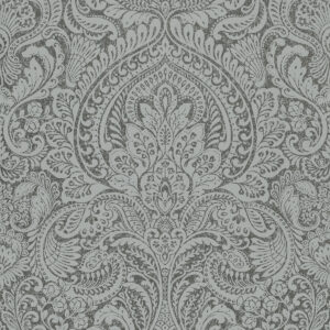 Artemis Pewter Floral Damask Wallpaper