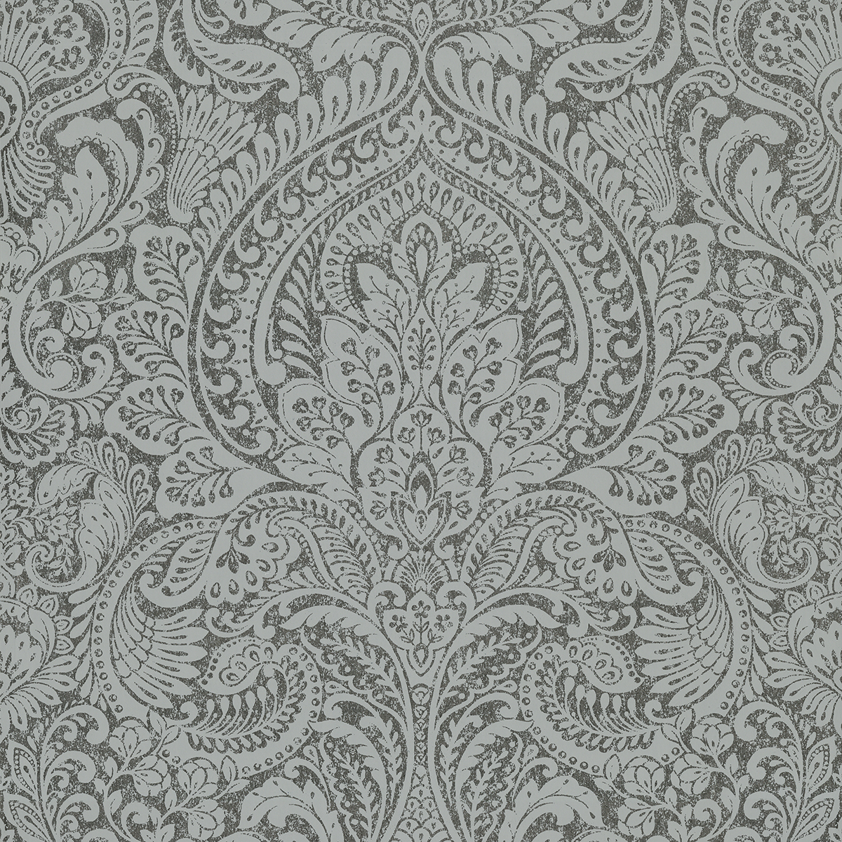 Artemis Pewter Floral Damask Wallpaper - Image 2