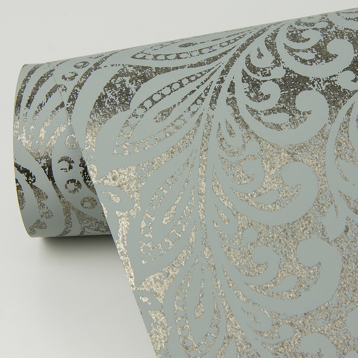 Artemis Pewter Floral Damask Wallpaper