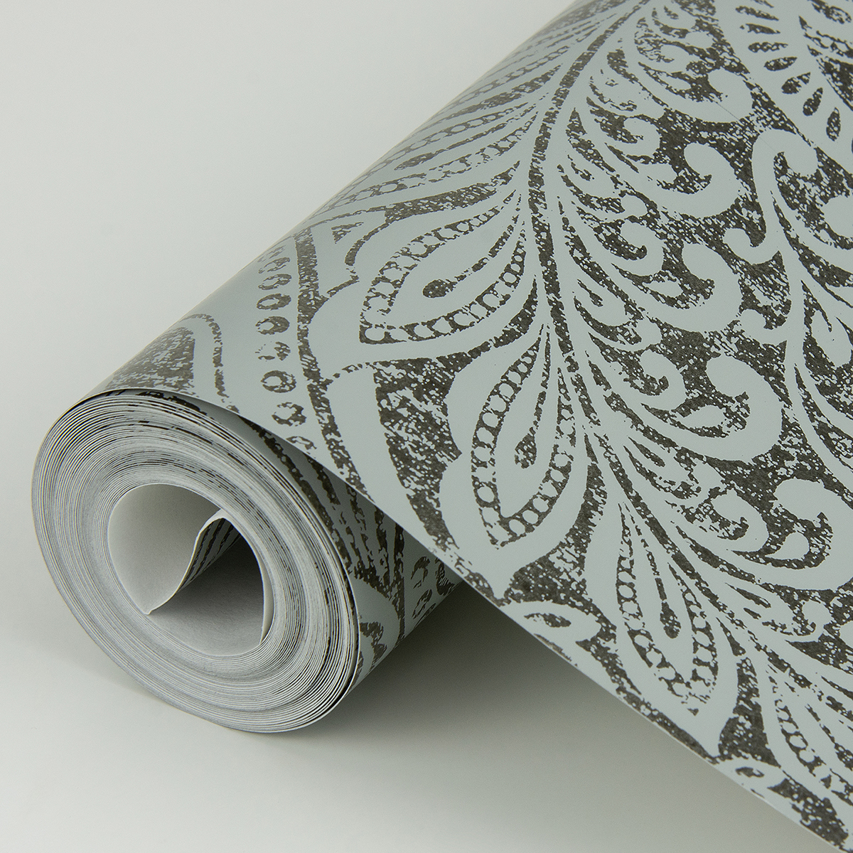Artemis Pewter Floral Damask Wallpaper - Image 4