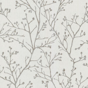Koura Silver Budding Branches Wallpaper