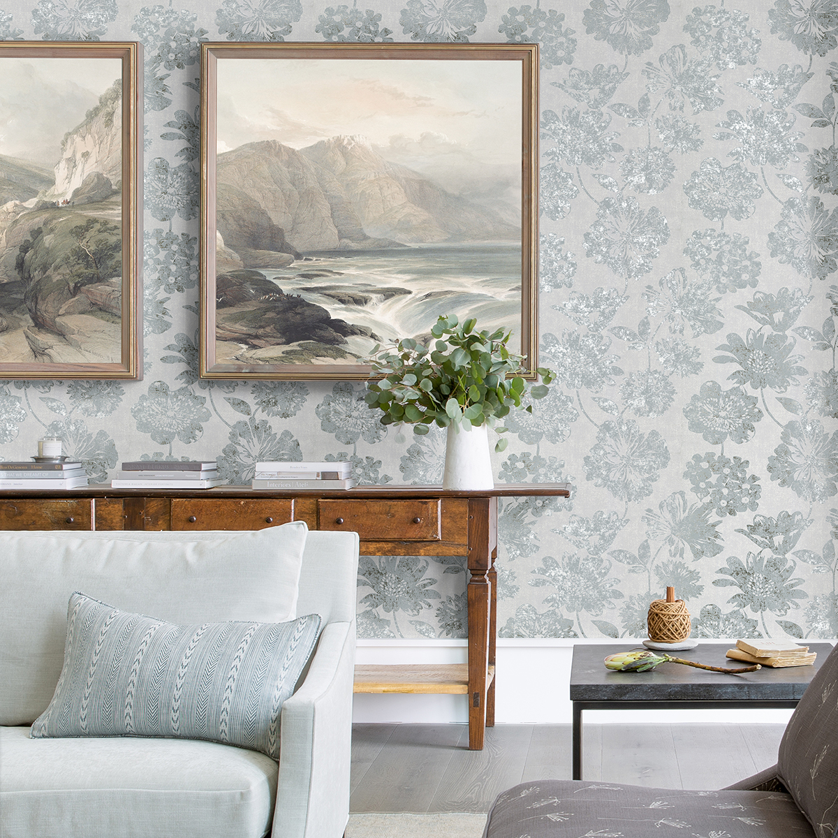 Kala Light Blue Floral Wallpaper - Image 3