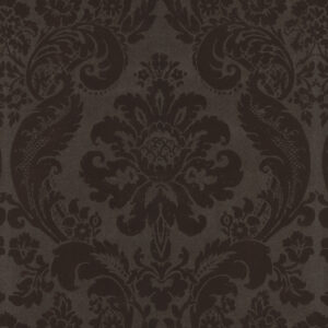 0052990 shadow brown flocked damask wallpaper