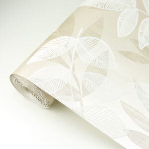 Chimera Champagne Flocked Leaf Wallpaper