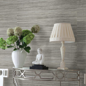 Nathan Silver Grasscloth Wallpaper