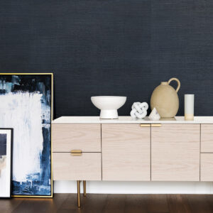 Victoria Indigo Grasscloth Wallpaper