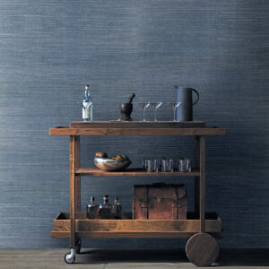 Lamphu Blue Grasscloth Wallpaper